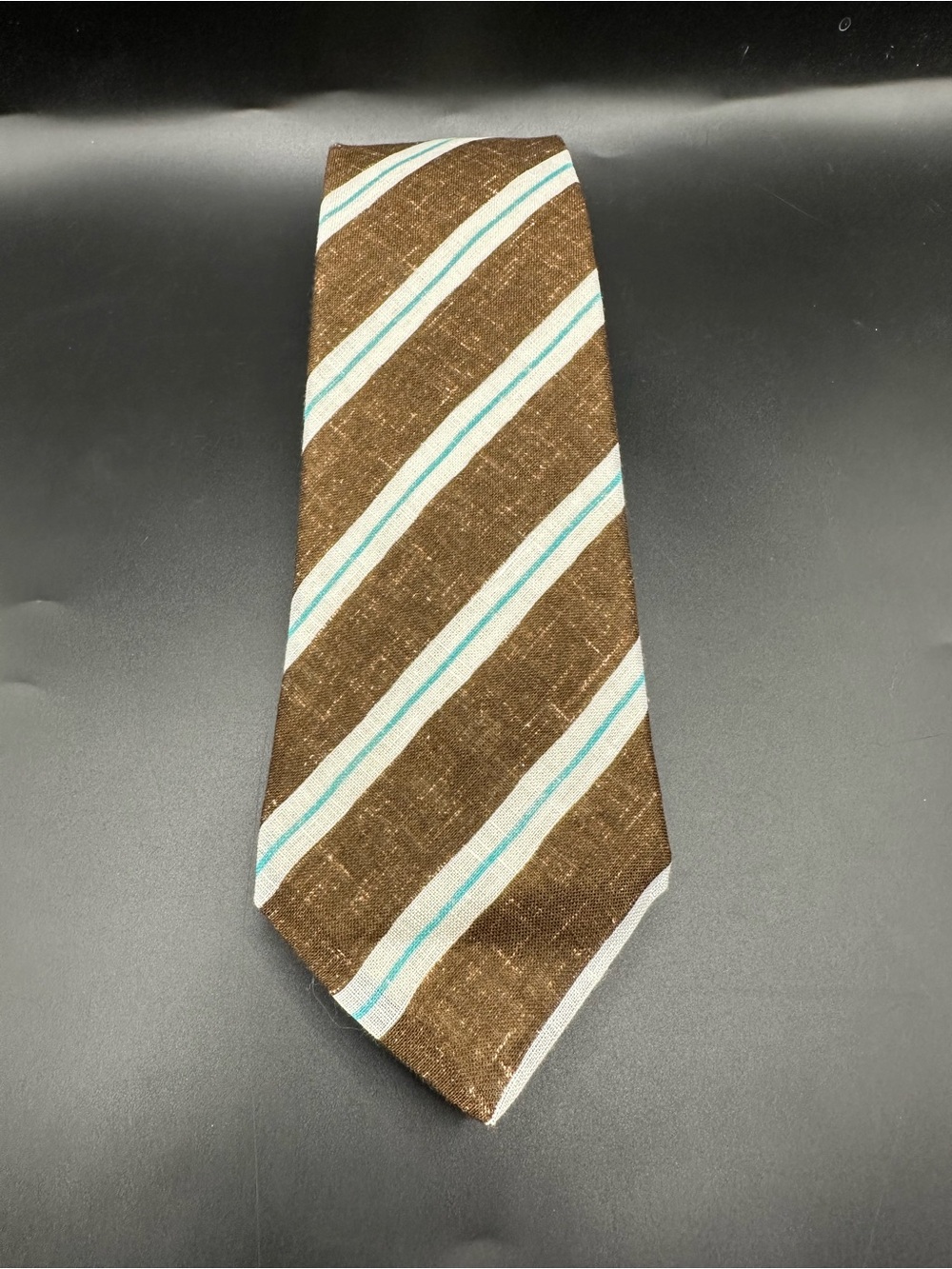 Kiton Brown Rep Stripe Tie Linen
